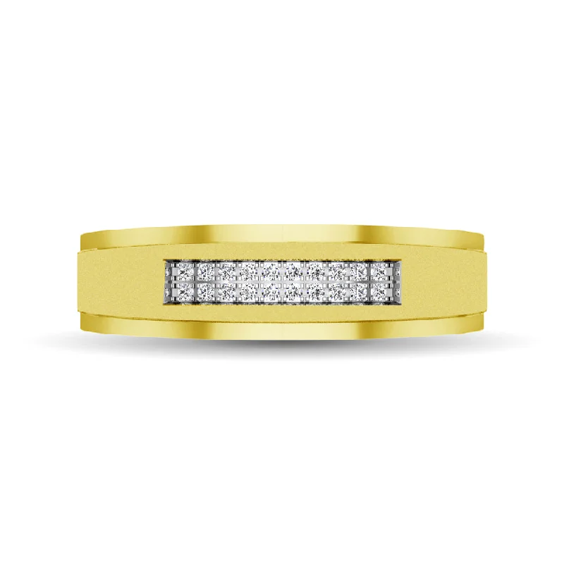 Twisted band engagement ring for women-10K Yellow Gold Diamond 1/10 Ctw Mens Ring