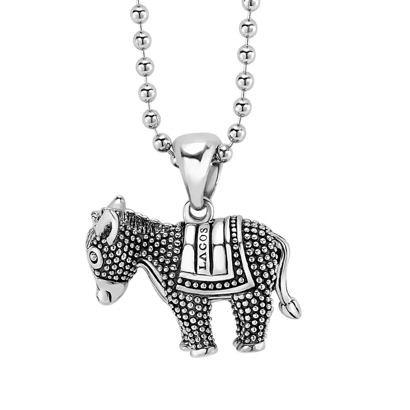 Round pendant necklace for women-Rare Wonders Donkey Pendant Necklace