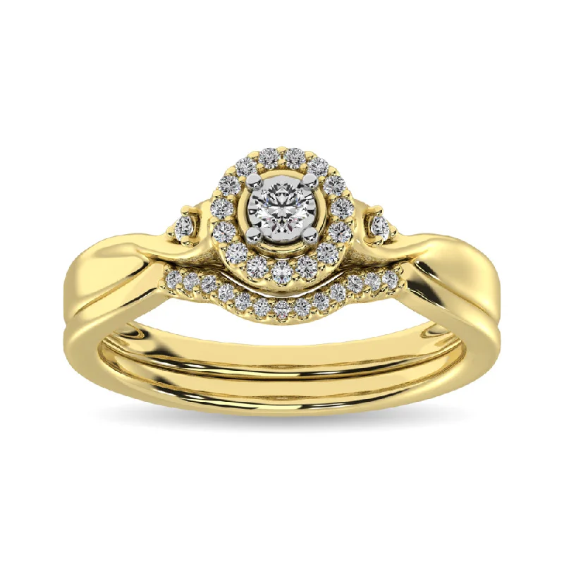 Diamond engagement ring for women-Diamond Bridal Ring 1/6 ct tw in Round-cut 10K Yellow Gold