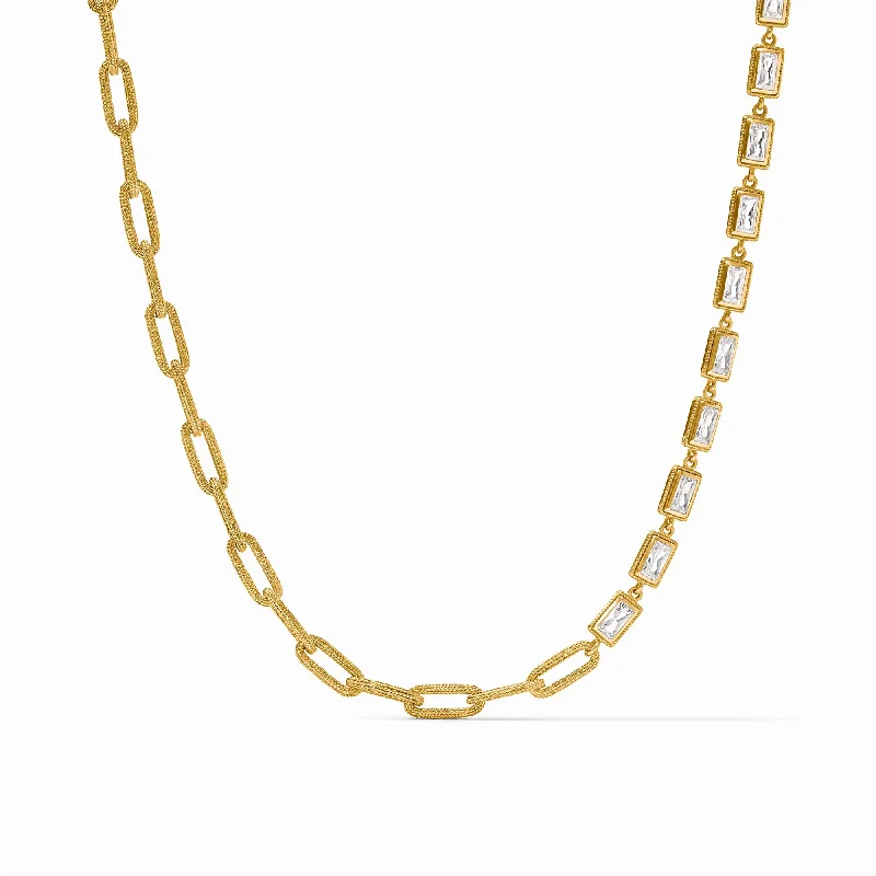 Rose gold necklace for women-Baguette Tennis Link Necklace