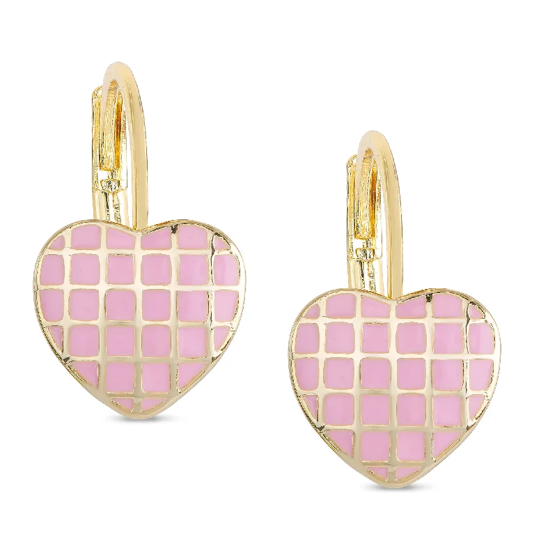 Hoop earrings with diamonds for women-Lattice Heart Drop Earrings