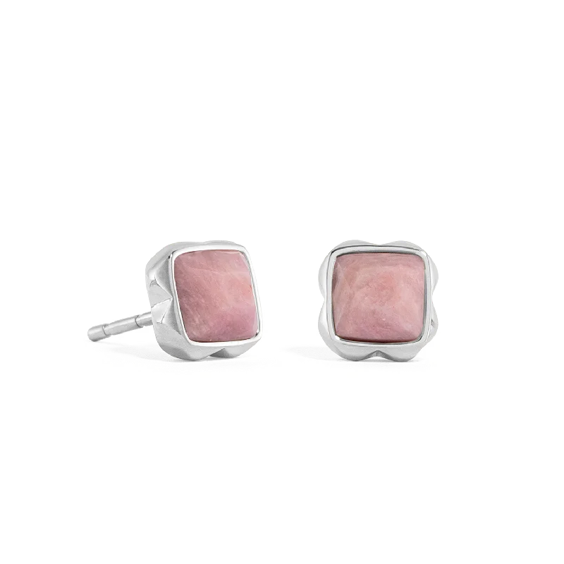 Luxurious earrings for women-Birthstone July Earrings Rhodochrosite Silver