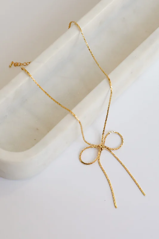 Minimalist necklace for women-Myla Gold Bow Chain Necklace