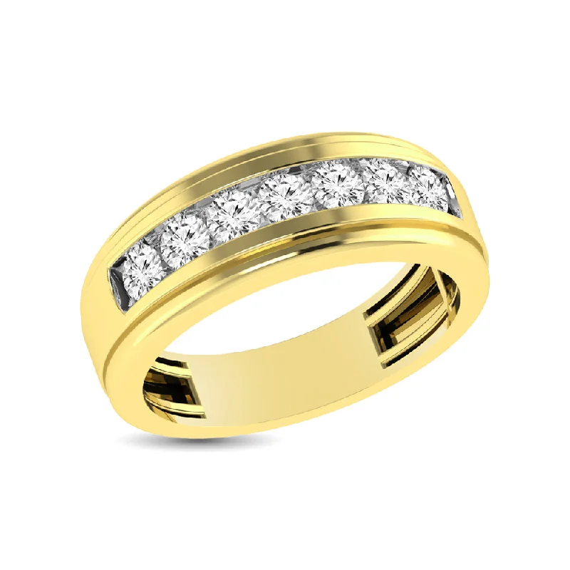 Affordable diamond engagement ring for women-10K Yellow Gold 1/2 Ct.Tw. Diamond Satin Finish Mens Band