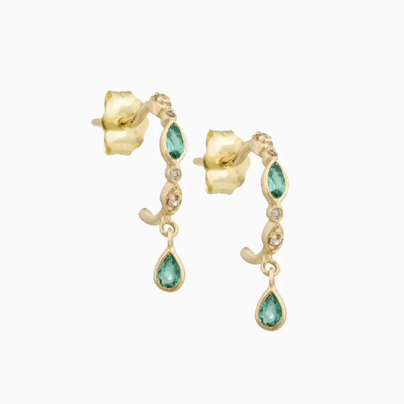 Custom hoop earrings for women-Emeralds and Diamond Hoop Earrings