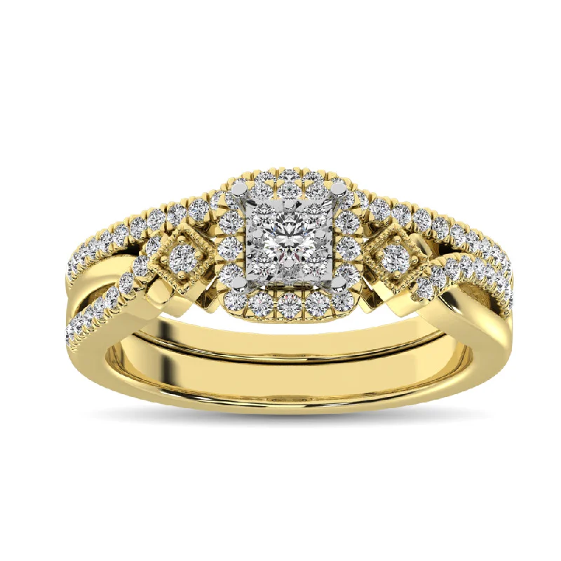 Stackable engagement ring for women-10K Yellow Gold 2/5 Ct.Tw. Diamond Bridal Ring