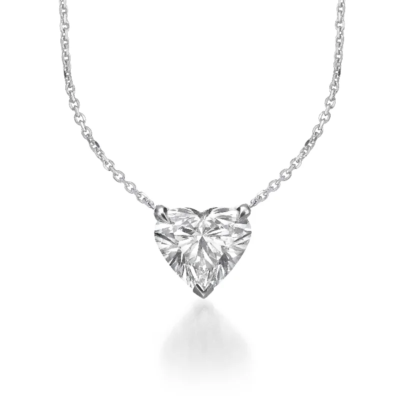 Handcrafted necklace for women-2.00 ct Lab Grown Heart Shape Diamond Solitaire Pendant Necklace