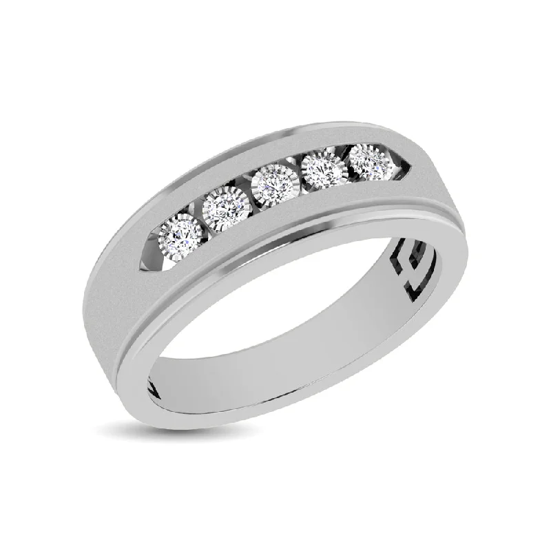 Cushion diamond engagement ring for women-10K White Gold 1/2 Ct.Tw. Diamond Illusion Mens Band