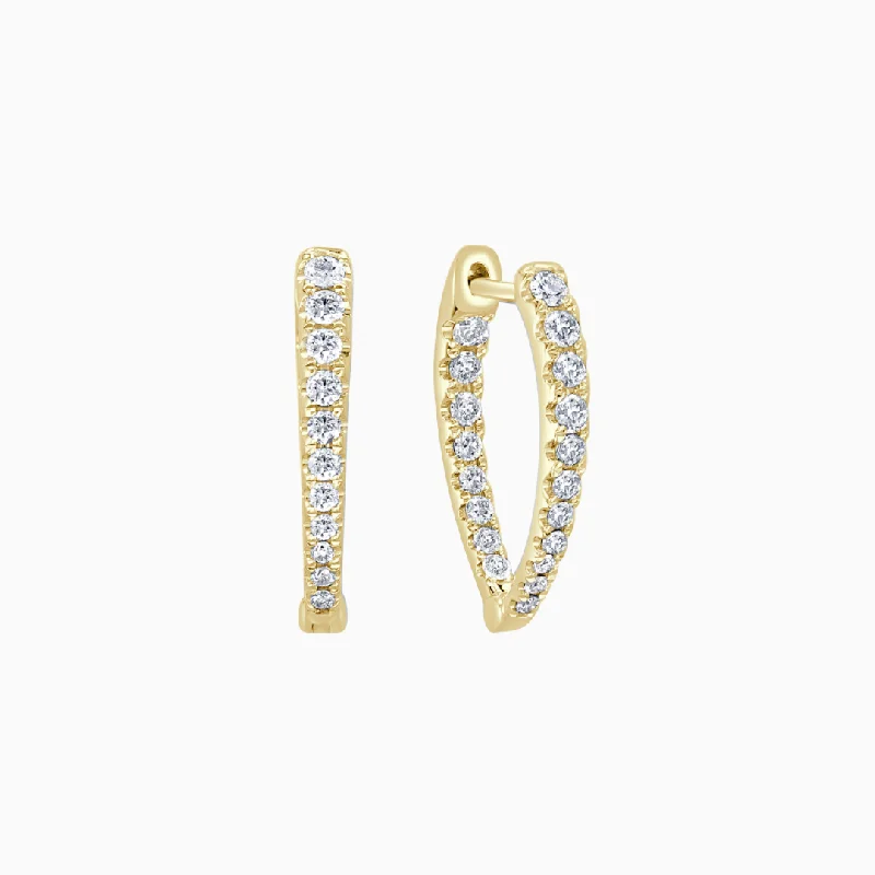 Chunky hoop earrings for women-Diamond Point Inside-Out Hoop Earrings