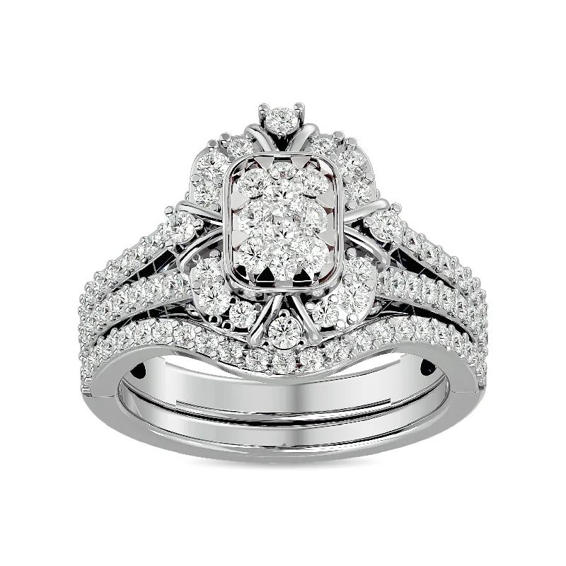 Simple solitaire engagement ring for women-Diamond 1 ct tw Bridal Ring in 14K White Gold