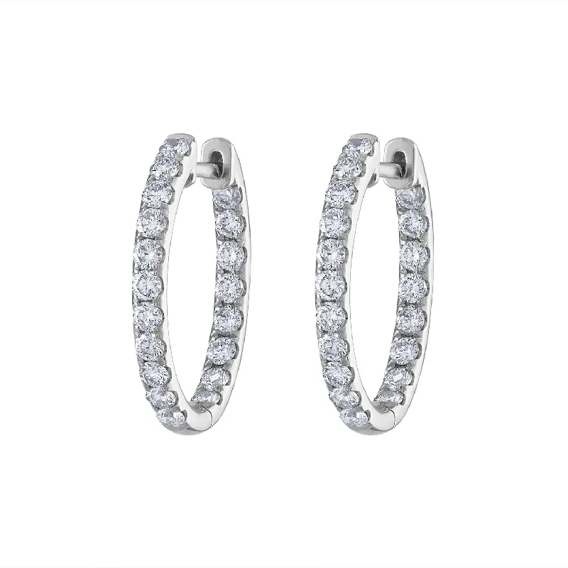 Custom hoop earrings for women-14KT GOLD DIAMOND SMALL OVAL HOOP EARRING