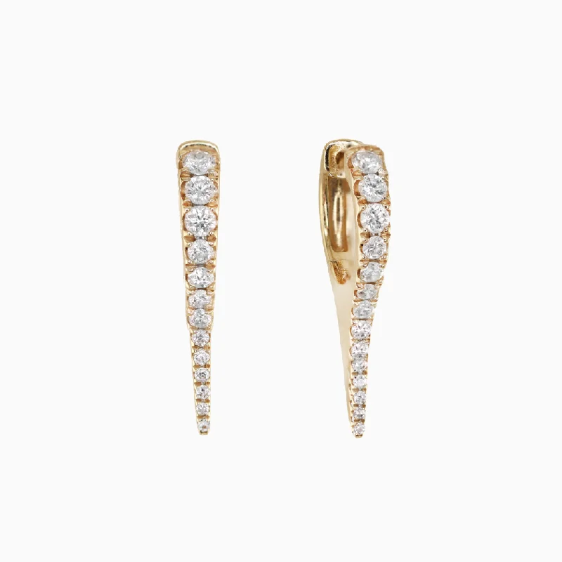 Personalized hoop earrings for women-Mini Diamond Spike Hoop