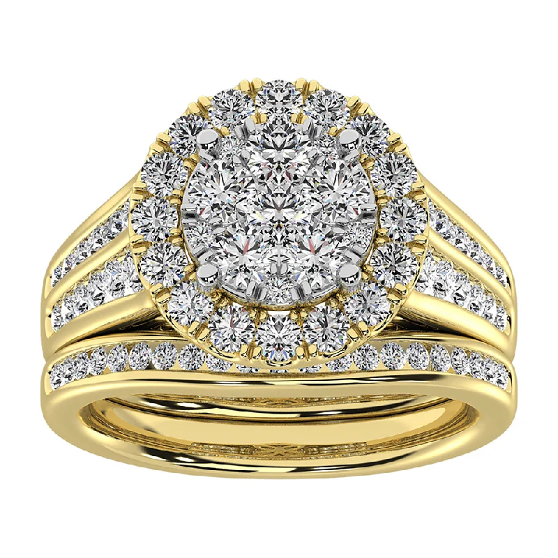 Luxe engagement ring for women-10K Yellow Gold 2 Ct.Tw. Round Diamond Bridal Ring