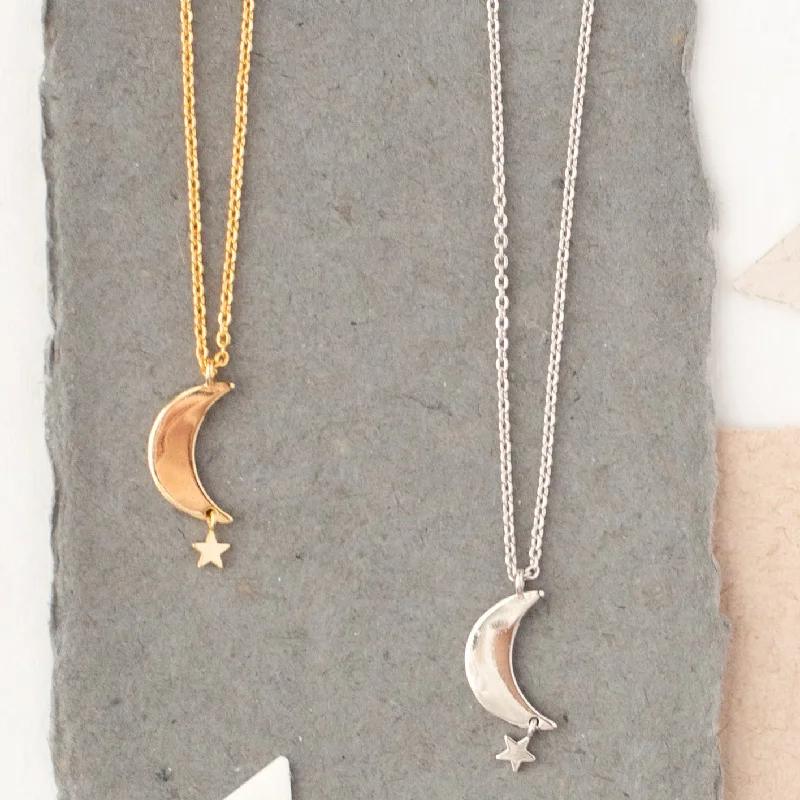 Choker necklace for women-Moon with Star Charm Necklace