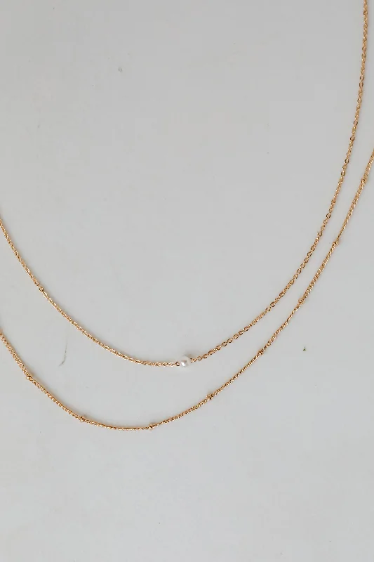 Simple silver necklace for women-Kate Gold Layered Chain Necklace