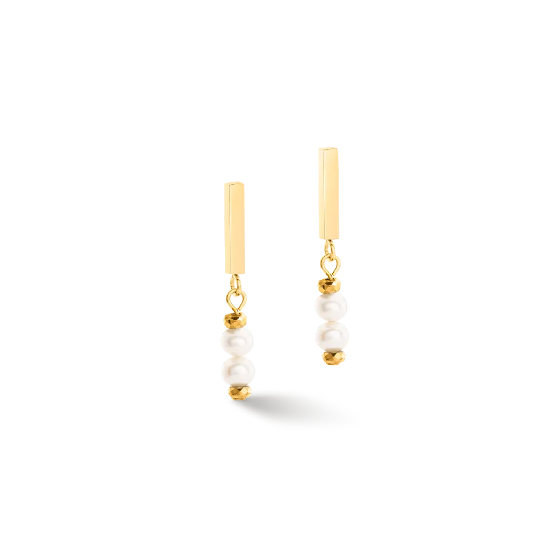 Double stud earrings for women-Earrings Shape Shifter Freshwater Pearls gold