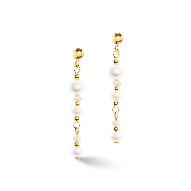 Art deco diamond earrings for women-Earrings Drops Freshwater Pearls gold