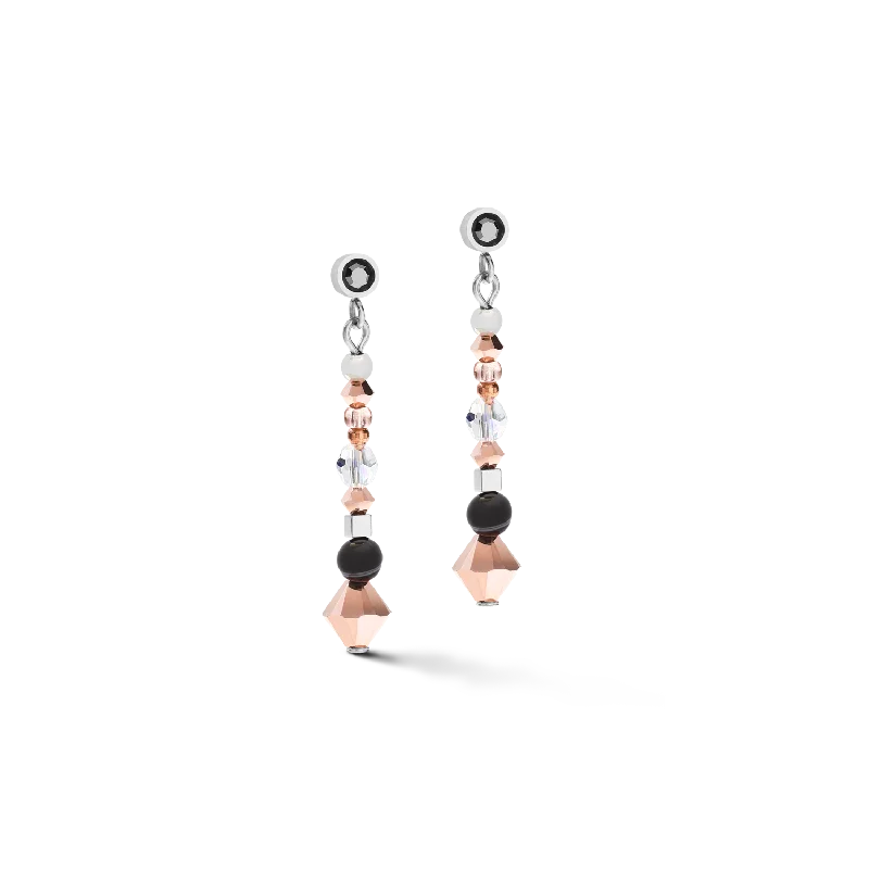 Luxury earrings for women-Earrings Amulet small Crystals & striped  onyx grey-crystal