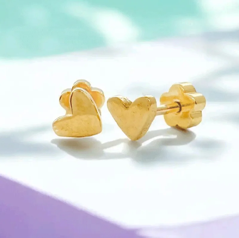 Adjustable earrings for women-Tiny Kid's Heart Earrings, Thailand