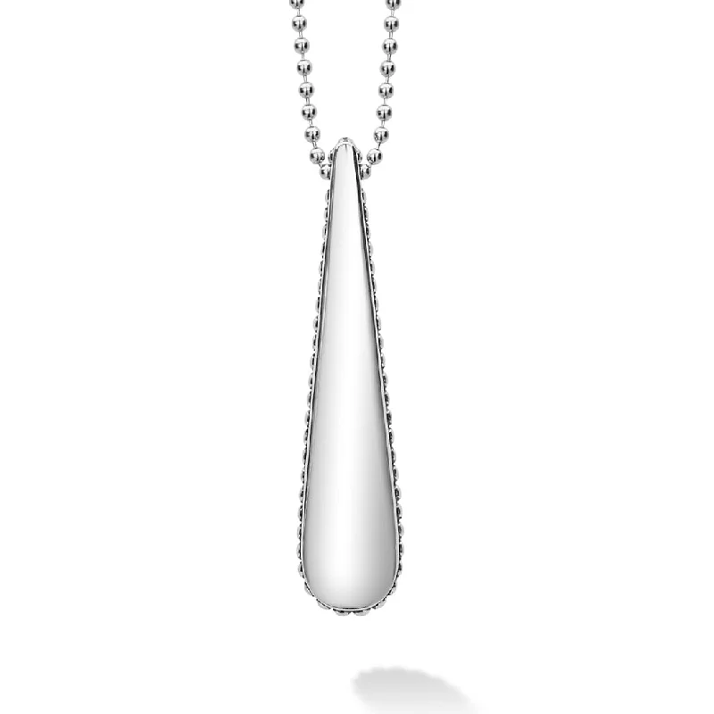 Long necklace for women-Signature Caviar Smooth Drop Pendant Necklace