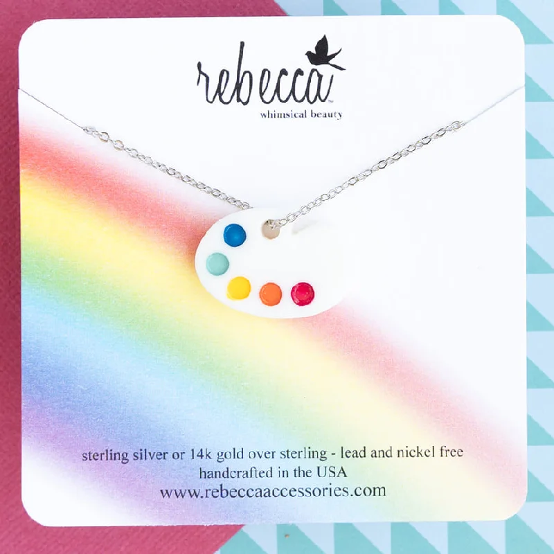 Birthstone gold necklace for women-Art Palette Enamel Charm Necklace Children's Jewelry