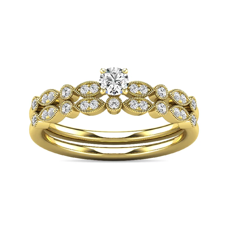 Platinum engagement ring for women-Diamond 1/3 ct tw Bridal Ring in 10K Yellow Gold