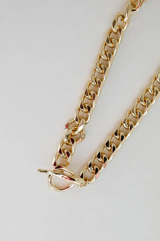 Elegant necklace for women-FINAL SALE - Harley Gold Chainlink Necklace