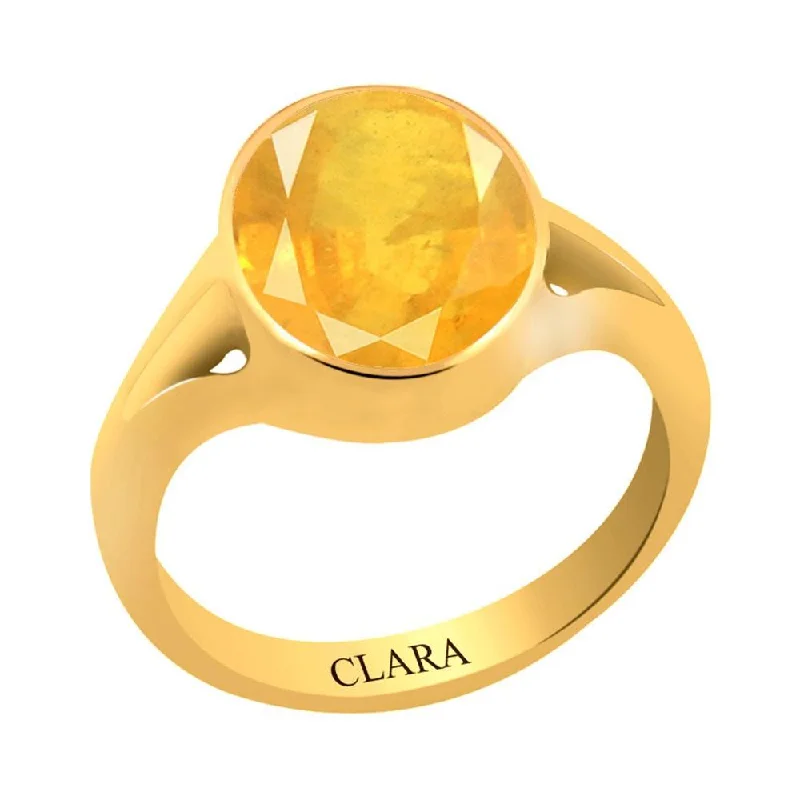 Luxury ring for women-Certified Yellow Sapphire Pukhraj Zoya Panchdhatu Ring 4.8cts or 5.25ratti