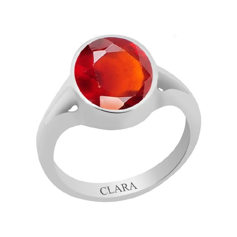 Heart-shaped ring for women-Certified Gomed Hessonite Zoya Silver Ring 3cts or 3.25ratti