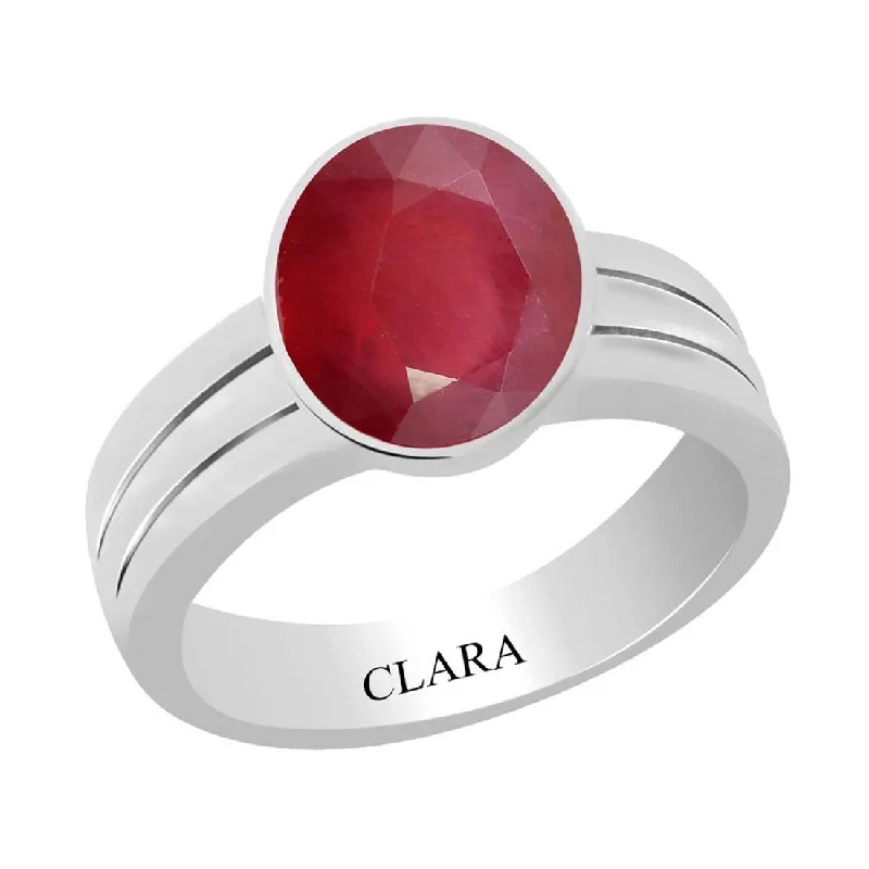 Wedding ring set for women-Certified Ruby Premium (Manik) Stunning Silver Ring 4.8cts or 5.25ratti