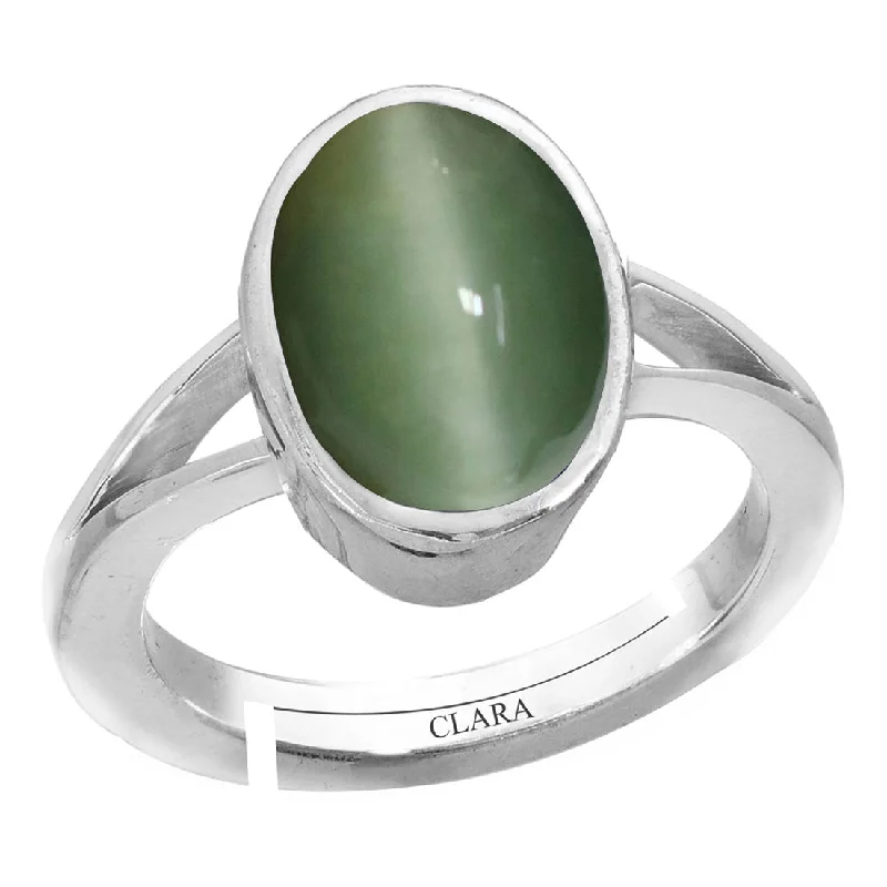 Custom birthstone ring for women-Certified Cat's Eye Lehsuniya 3cts or 3.25ratti 92.5 Sterling Silver Adjustable Ring