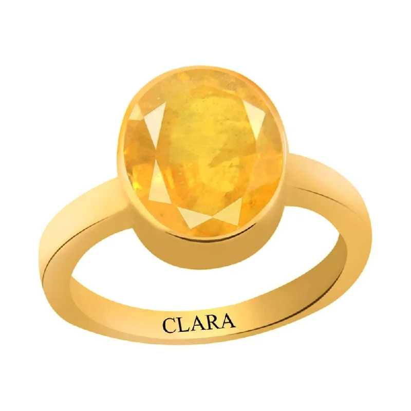 Cocktail ring for women-Certified Yellow Sapphire Pukhraj Elegant Panchdhatu Ring 6.5cts or 7.25ratti