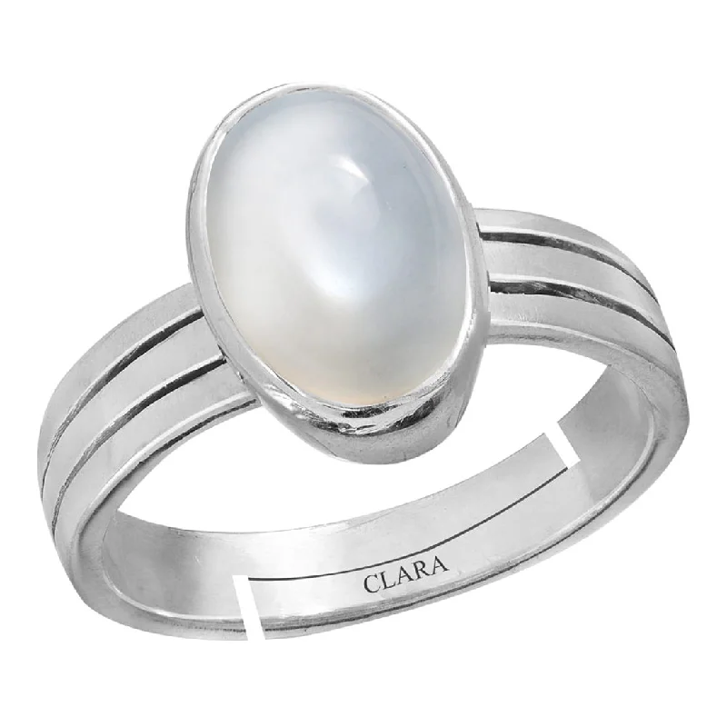 Antique diamond ring for women-Certified Moonstone 9.3cts or 10.25ratti 92.5 Sterling Silver Adjustable Ring