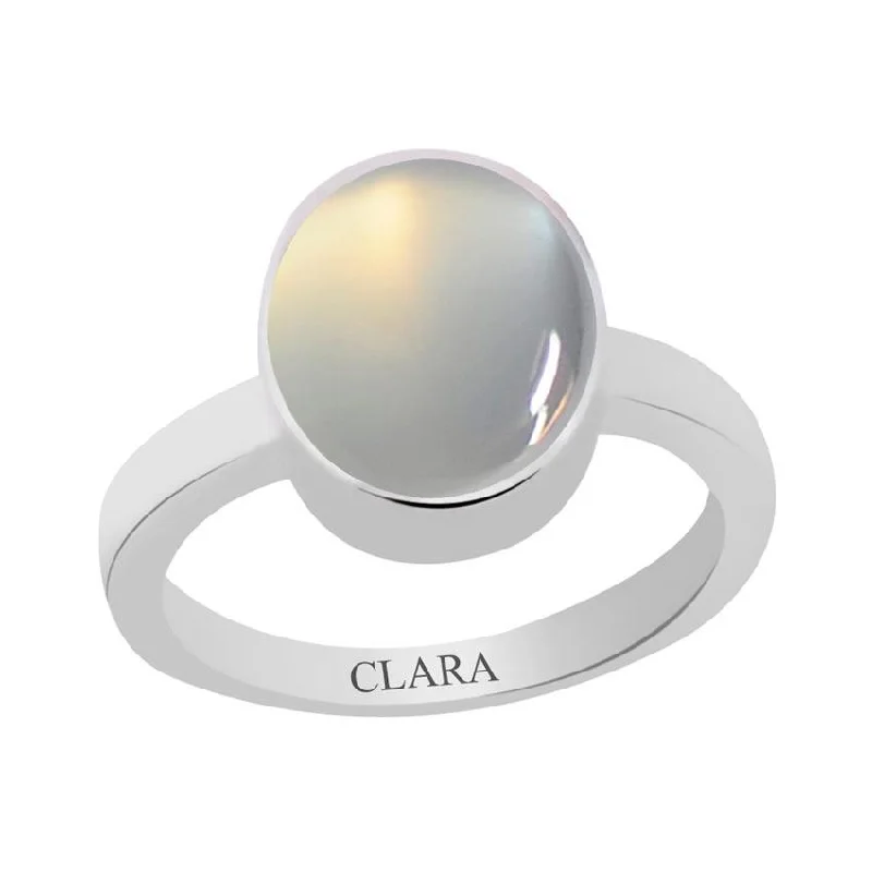 Fancy diamond ring for women-Certified Moonstone Elegant Silver Ring 7.5cts or 8.25ratti