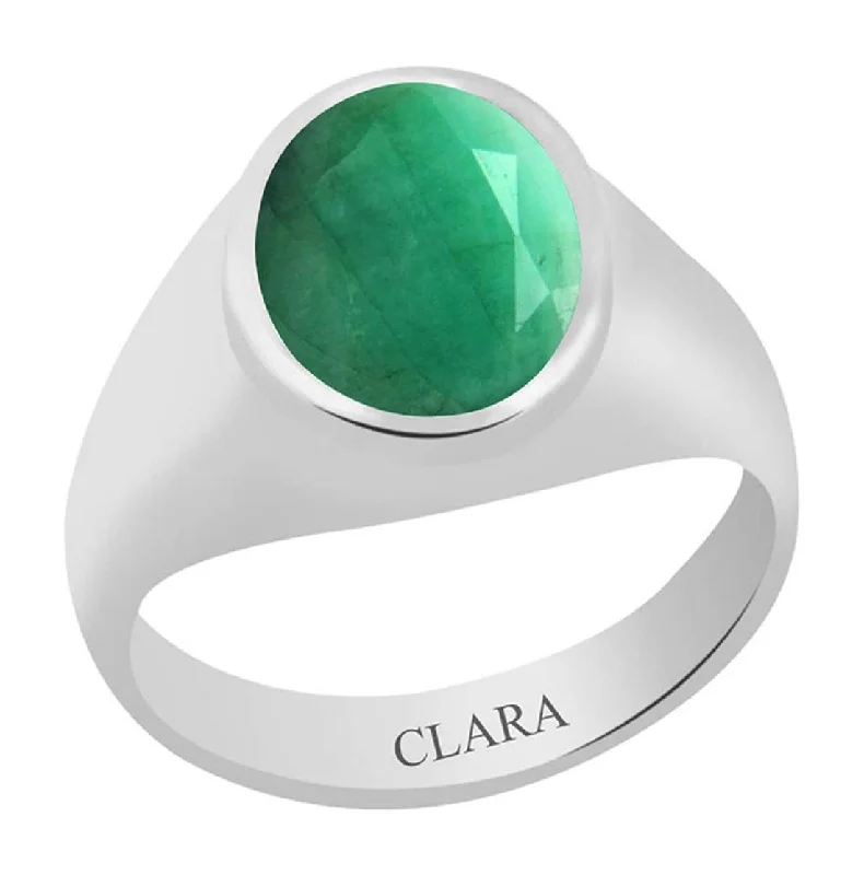 Diamond band ring for women-Certified Emerald Panna Bold Silver Ring 6.5cts or 7.25ratti