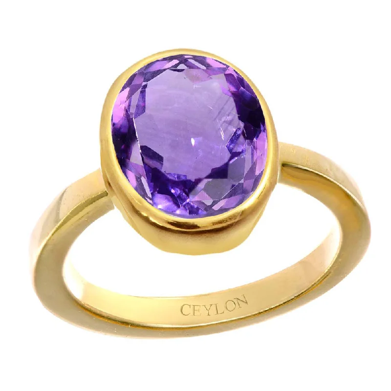 Rose gold engagement ring for women-Ceylon Gems Amethyst Katela 9.3cts or 10.25ratti stone Elegant Panchdhatu Ring