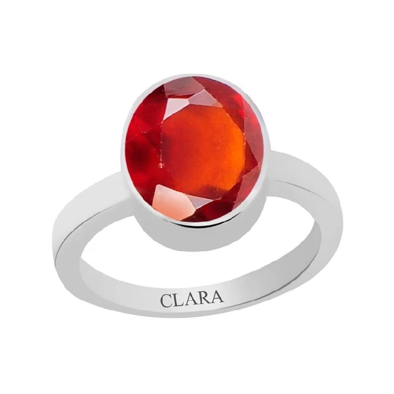 Art Deco ring for women-Certified Gomed Hessonite Elegant Silver Ring 6.5cts or 7.25ratti