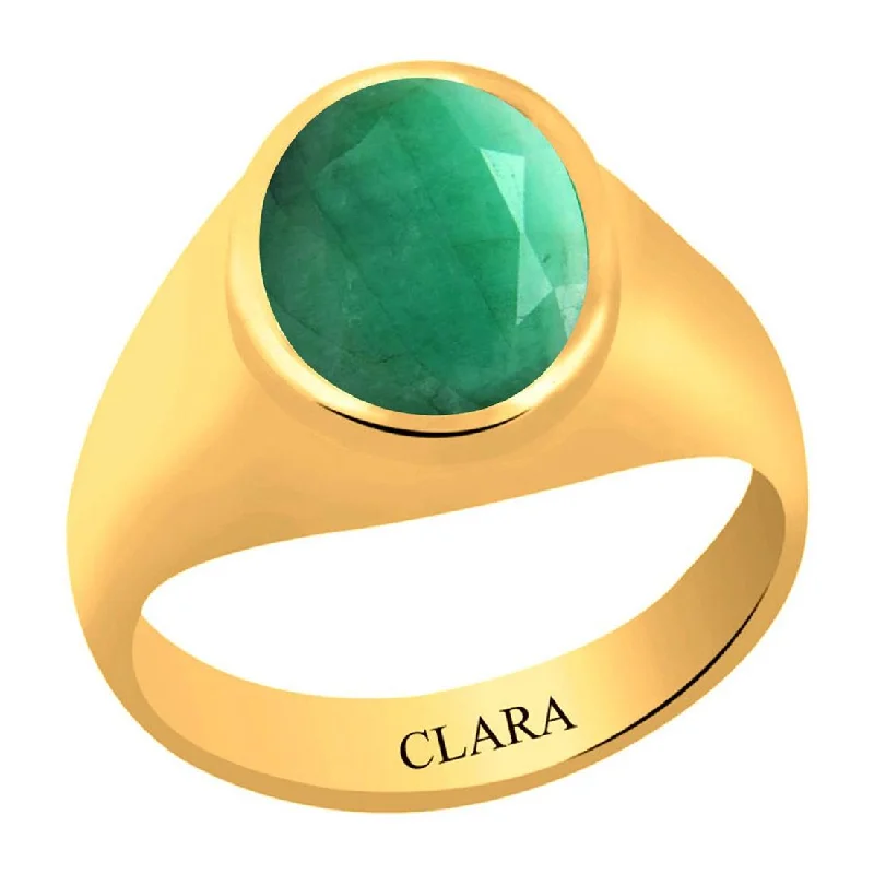 Gold stackable ring for women-Certified Emerald Panna Bold Panchdhatu Ring 6.5cts or 7.25ratti