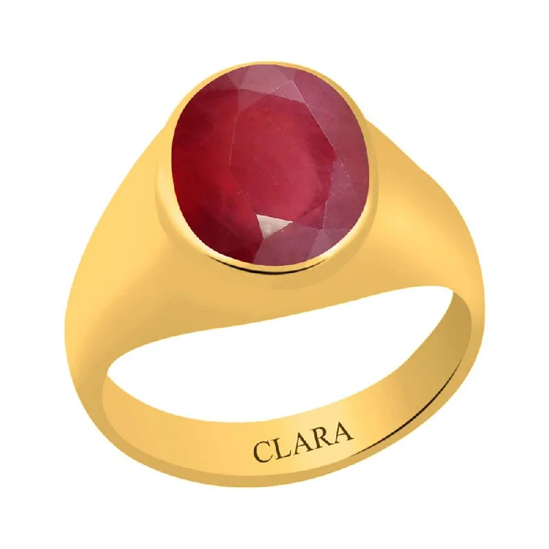 Gold ring for women-Certified Ruby Premium Manik Bold Panchdhatu Ring 3.9cts or 4.25ratti