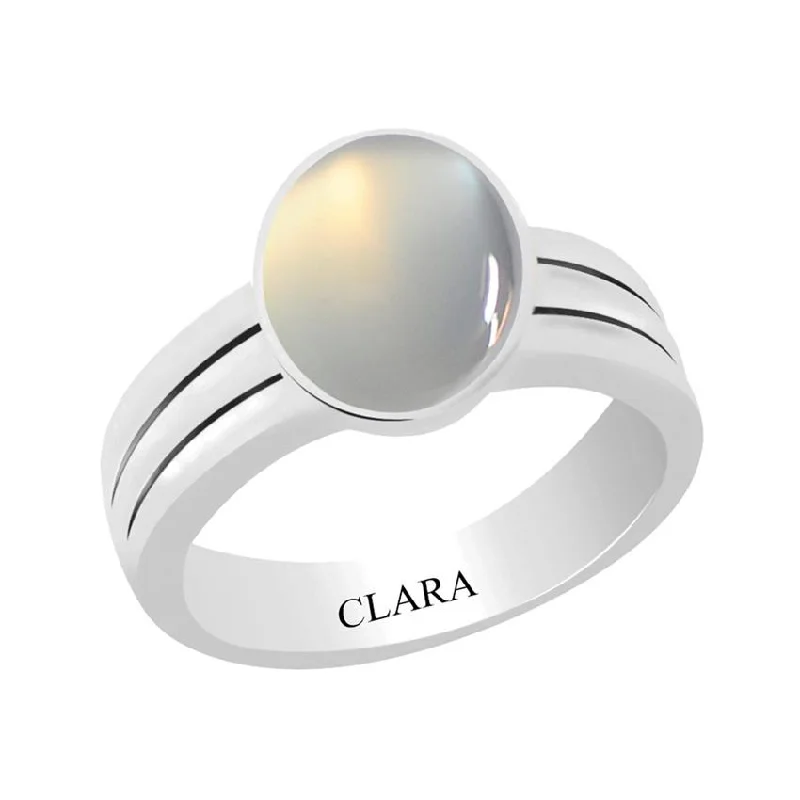 Promise ring with gemstone for women-Certified Moonstone Stunning Silver Ring 9.3cts or 10.25ratti