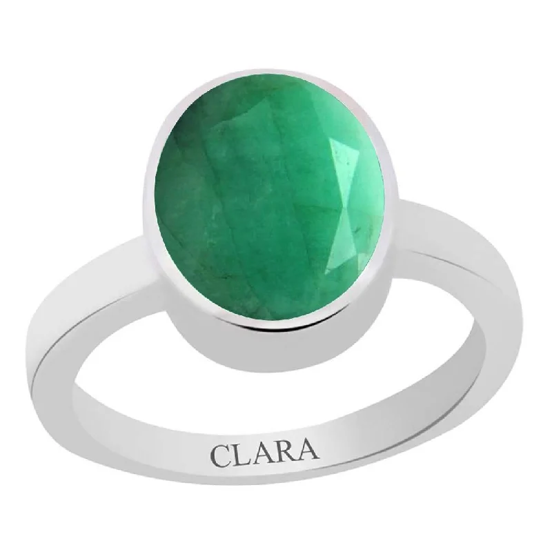 Colored gemstone ring for women-Certified Emerald Panna Elegant Silver Ring 4.8cts or 5.25ratti