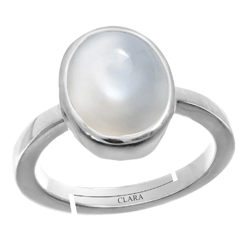 Multi-stone ring for women-Certified Moonstone 8.3cts or 9.25ratti 92.5 Sterling Silver Adjustable Ring