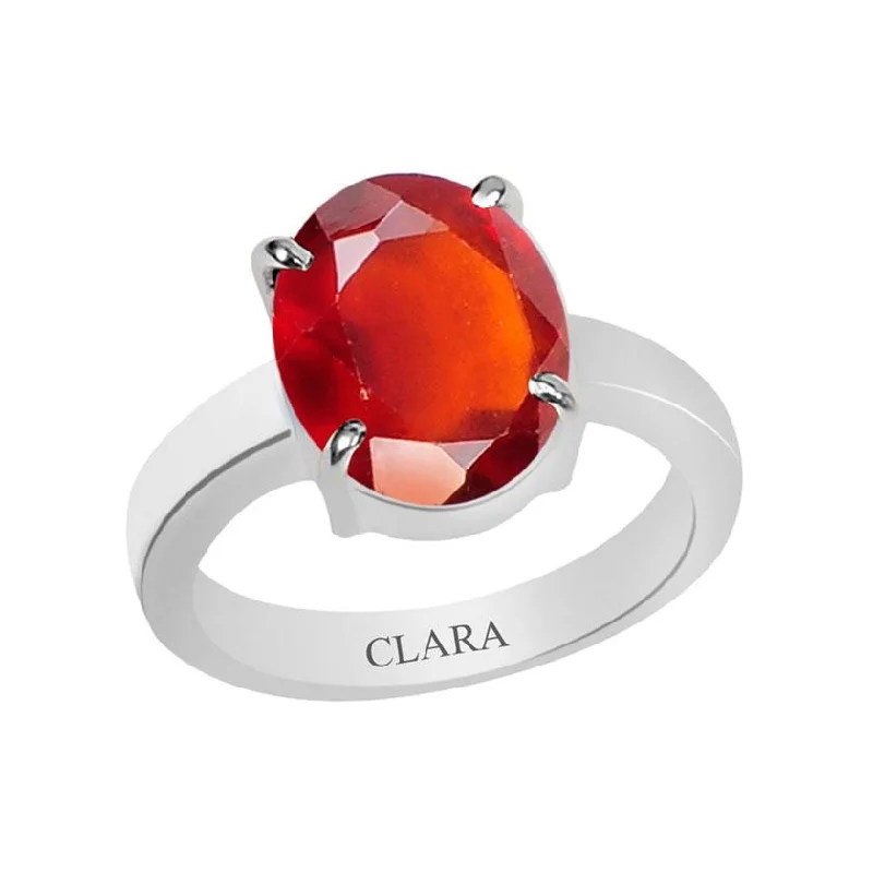 Cocktail ring for women-Certified Gomed Hessonite Prongs Silver Ring 7.5cts or 8.25ratti