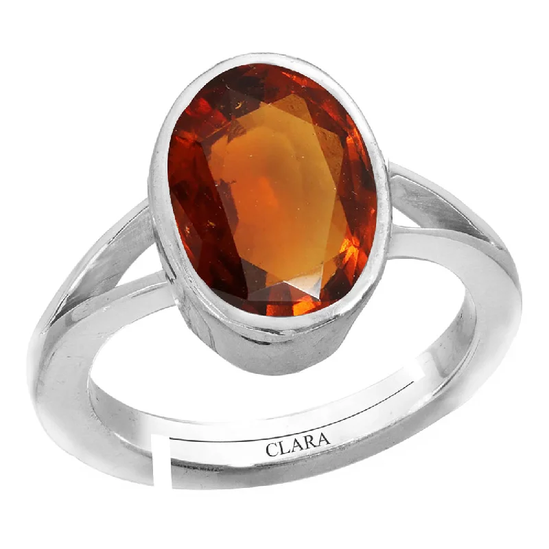 Simple diamond ring for women-Certified Hessonite Gomed 4.8cts or 5.25ratti 92.5 Sterling Silver Adjustable Ring