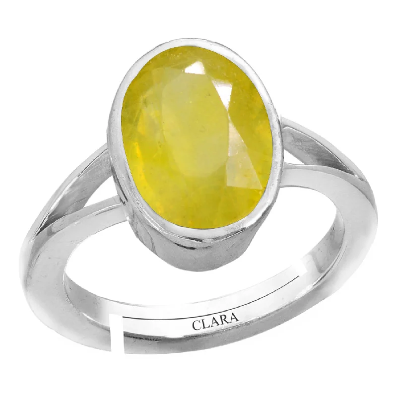 Modern ring for women-Certified Yellow Sapphire Pukhraj 8.3cts or 9.25ratti 92.5 Sterling Silver Adjustable Ring