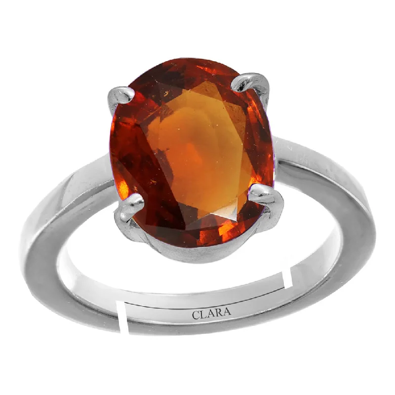 Minimalist ring for women-Certified Hessonite Gomed 9.3cts or 10.25ratti 92.5 Sterling Silver Adjustable Ring