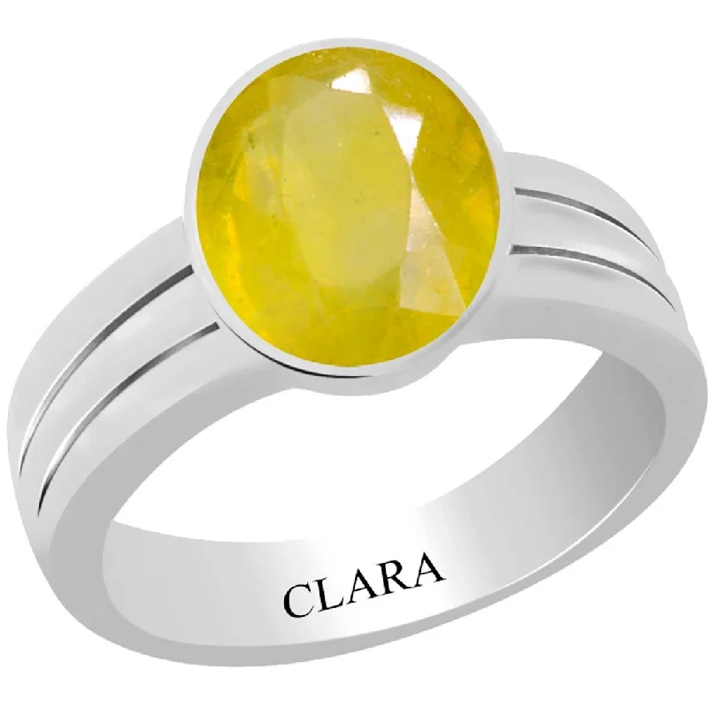 Custom birthstone ring for women-Certified Yellow Sapphire  Pukhraj Stunning Silver Ring 3.9cts or 4.25ratti