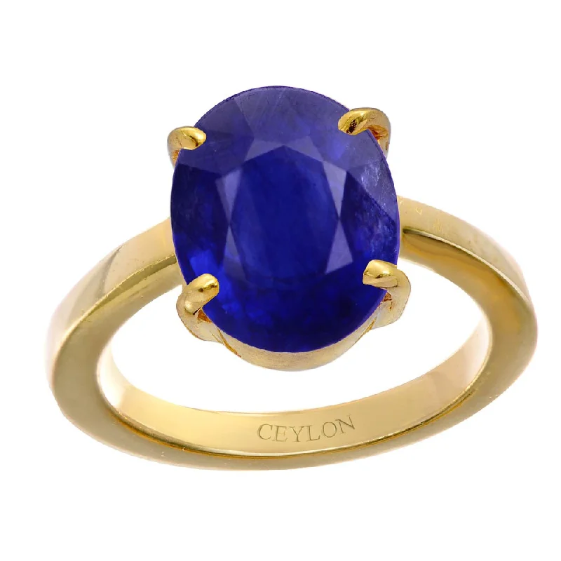 Heart-shaped ring for women-Ceylon Gems Blue Sapphire Neelam 4.8cts or 5.25ratti stone Prongs Panchdhatu Ring