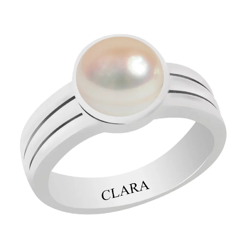 Eternity ring for women-Certified Pearl Moti Stunning Silver Ring 3.9cts or 4.25ratti