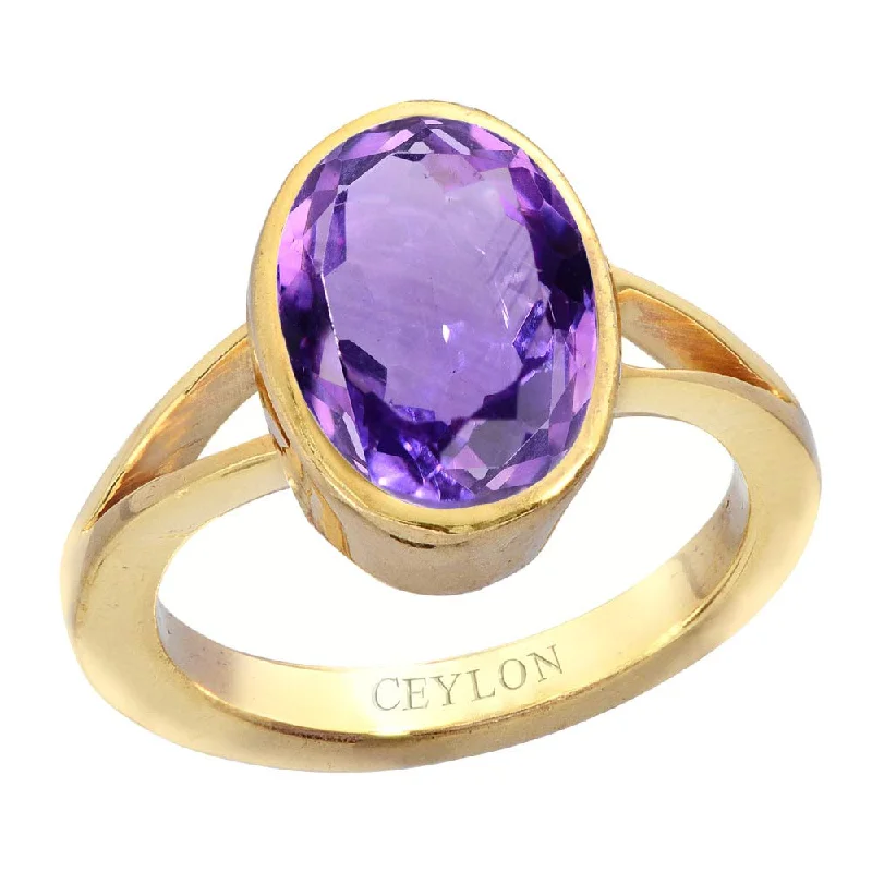 Statement gemstone ring for women-Ceylon Gems Amethyst Katela 3cts or 3.25ratti stone Zoya Panchdhatu Ring